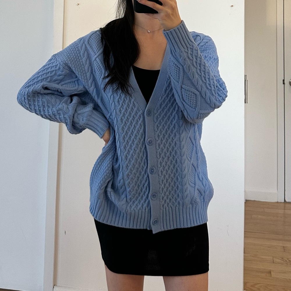 Aritzia Blue Chunky Knit Cardigan
